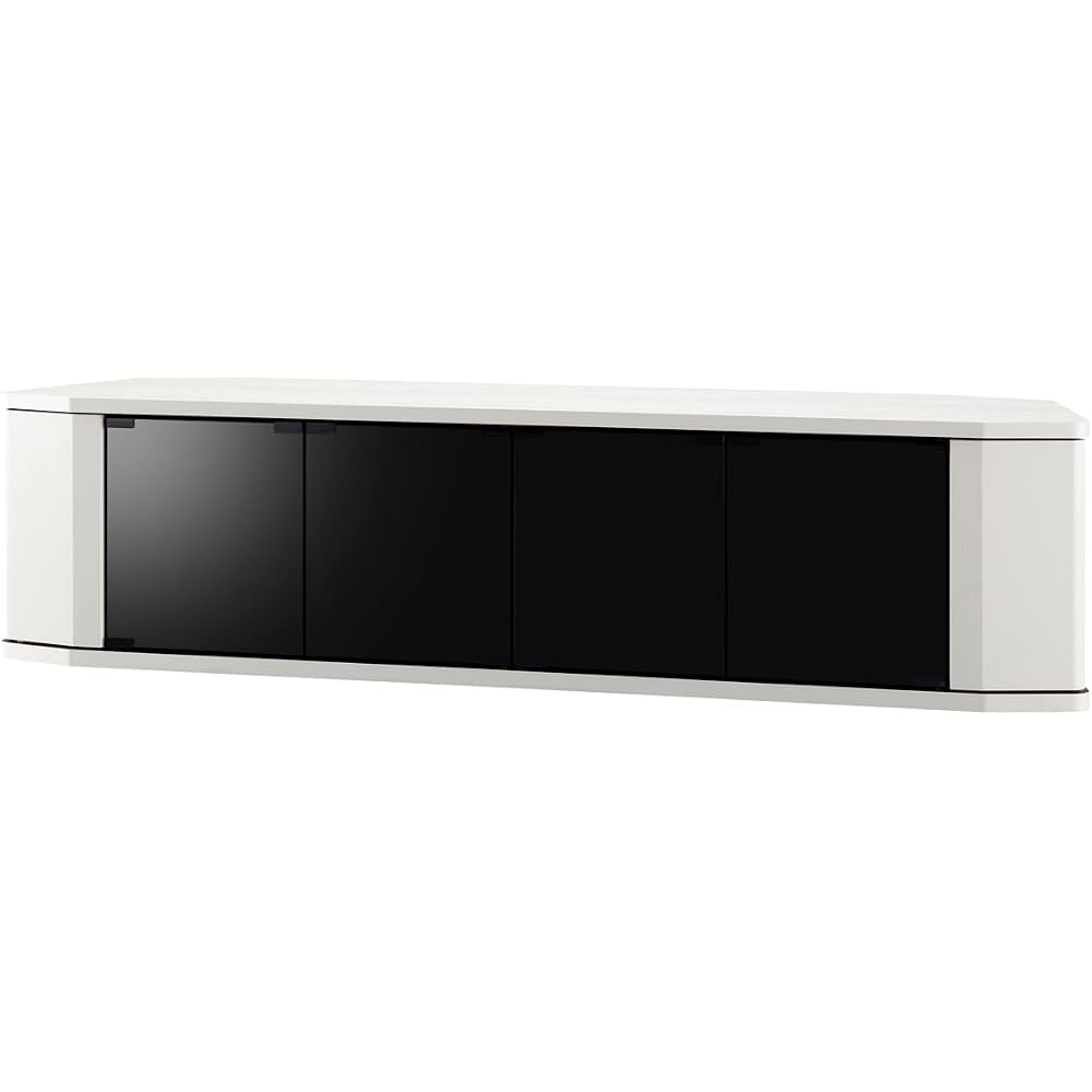 Asahiwood RACINE TV Stand for 65-inch TVs, White, 148.8cm (W) x 39cm (D) x 37.7cm (H), Corner-compatible, with casters, tempered glass, and shatterpro