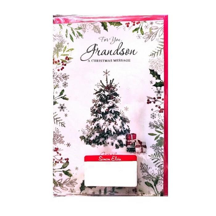 Simon Elvin For You Grandson Leaves Christmas Card (Pack of 6)