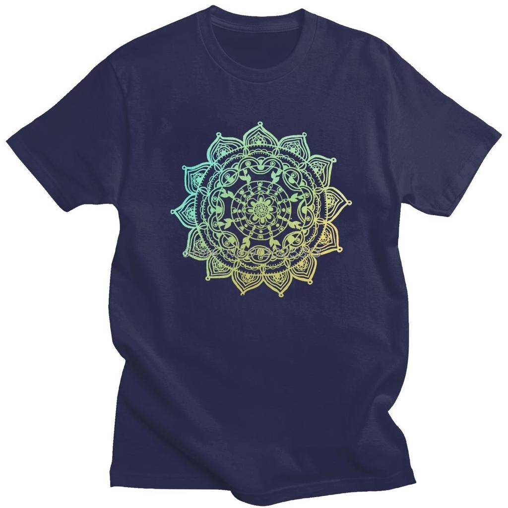 Fashion Buddhism Mandala T Shirt Unisex Cotton Clothes Geometric Flower Of Life Tee Tops O-Neck Short Sleeve Designer Tshirt Gift