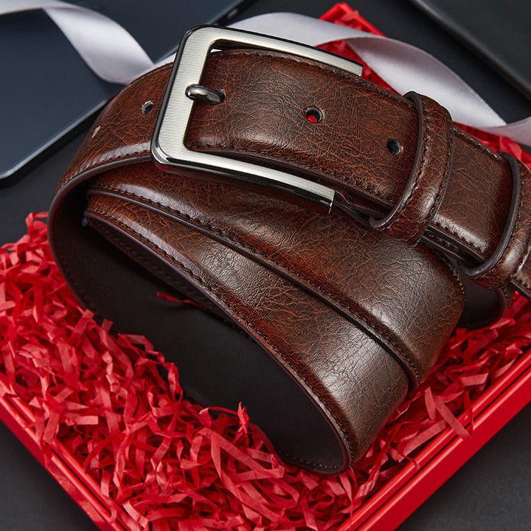 Qingqi Paul Herren Echtleder Gürtel mit Dornschließe - Vielseitiges Business Casual Rindsleder für alle Altersgruppen