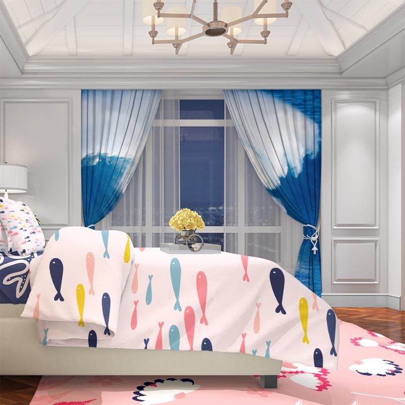 Sea surfing tuya- Printed curtain - Polyester material - suitable for home - Bedroom curtain and living room decoration