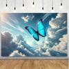 2D Flat Printing Blue Morpho Butterfly Backdrop Sky Cloud Party Background