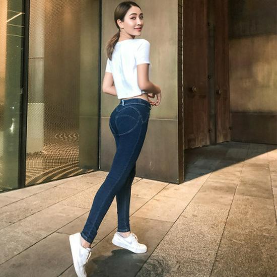 Jeansy Denimowe Peach Lift z Niskim Stanem dla Kobiet - Seksowne Spodnie Fitness z Trendu TikTok