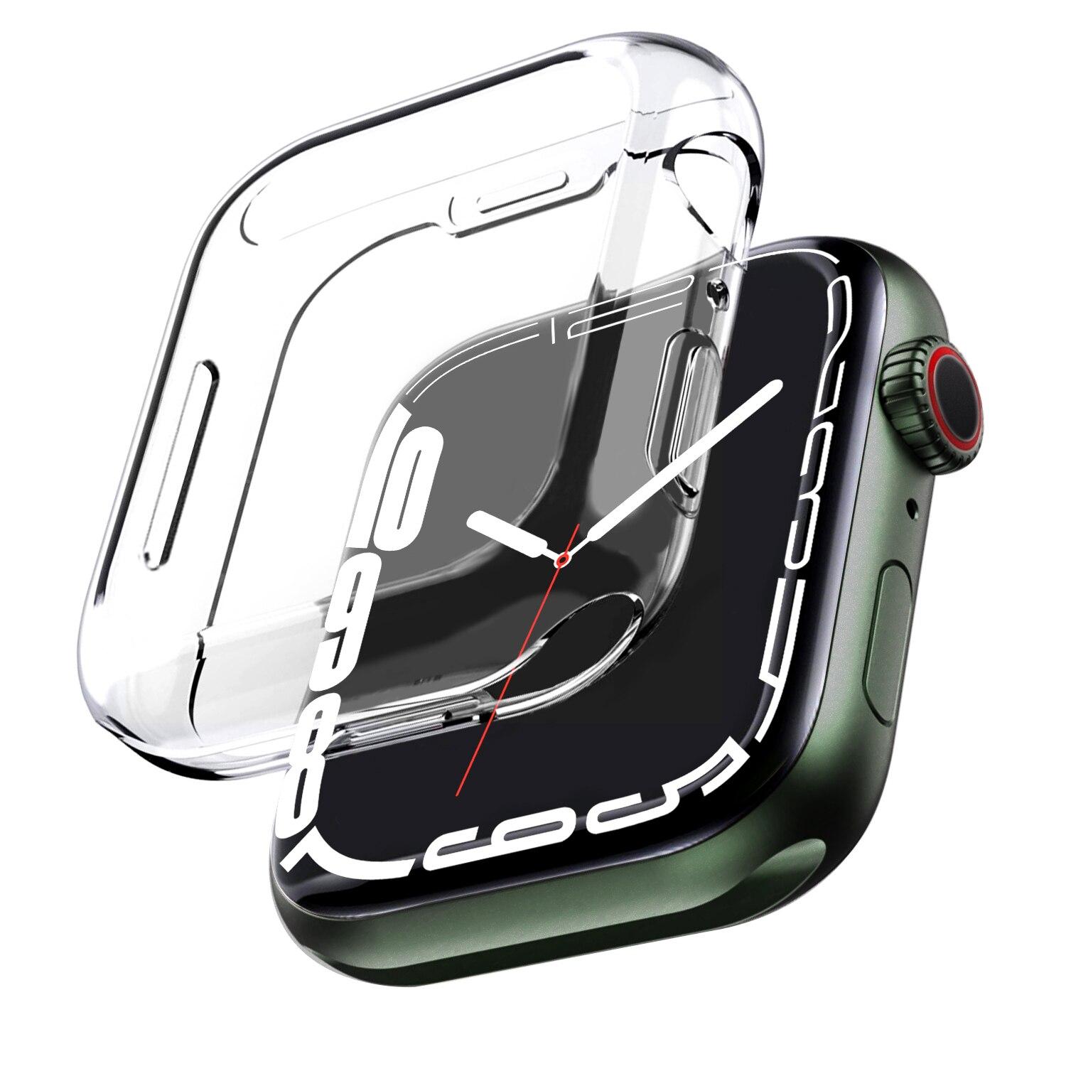 

Защитные чехлы для Apple Watch Series 7, защитная пленка для экрана для iWatch Series 7, 45 мм, 41 мм, чехол из ТПУ, бампер, полностью прозрачный силиконовый чехол