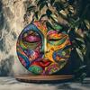 Metal Wall Art Sign Colorful Mask Design Indoor Outdoor Decor for Home Garden Bar
