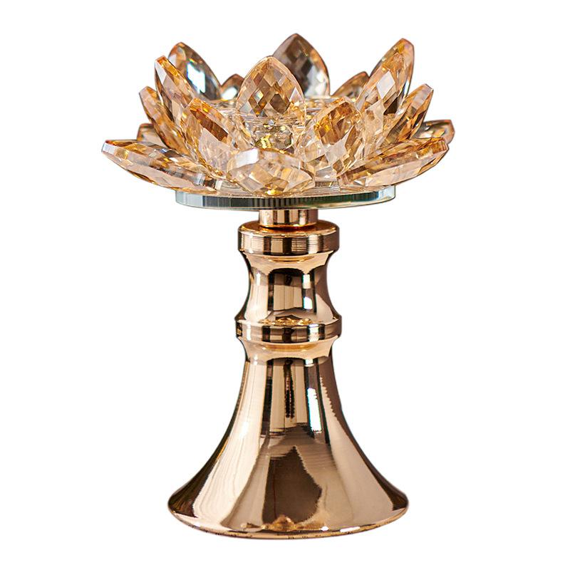 Portacandele Profumato Creativo in Cristallo Floreale Fiore di Loto Vetro Base per Aromaterapia Candeliere Accessori per la Decorazione della Casa