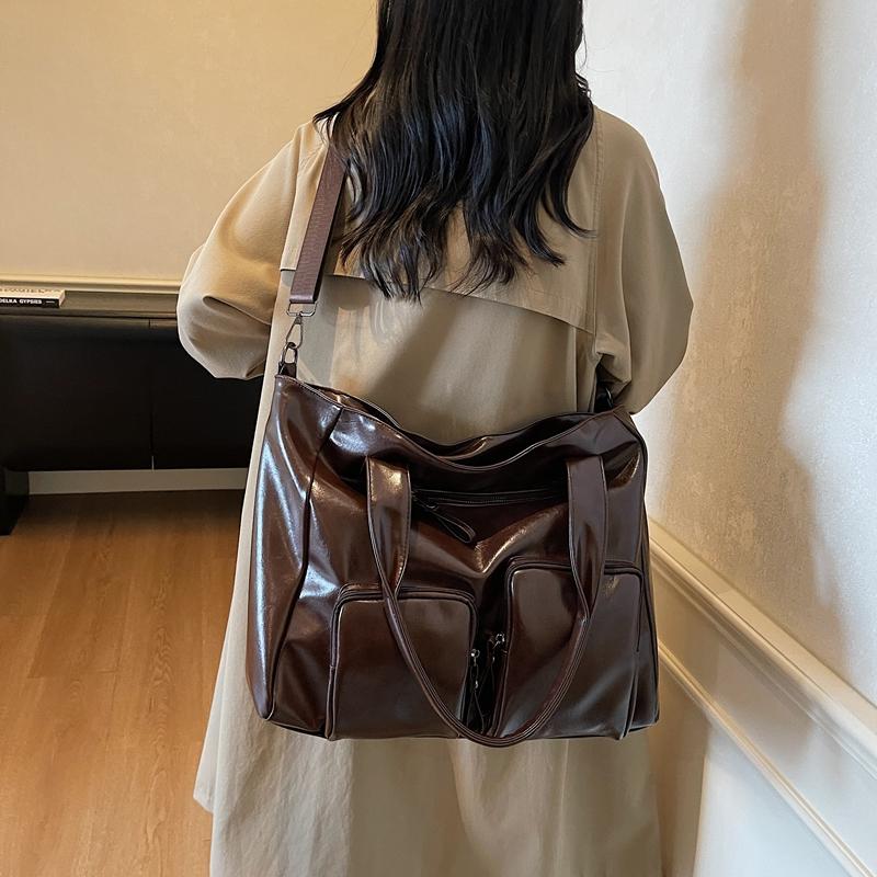 Geantă de umăr de mare capacitate, geantă de călătorie din piele moale, geantă tote pentru femei