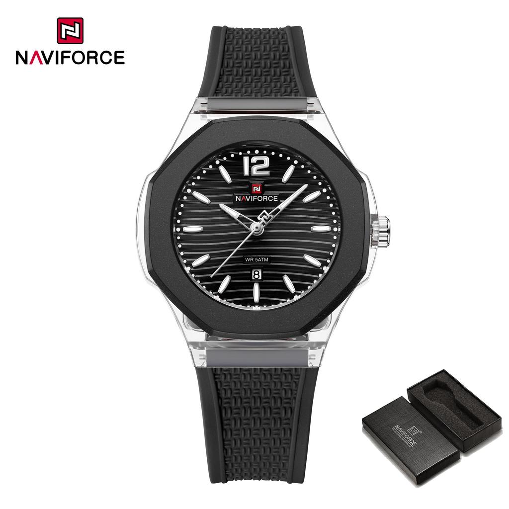 NAVIFORCE Original Women Girls Simple Quartz Watch Date Waterproof Silicone Strap Luminous Hands Lightweight Women Girls Watch Gift NF6109