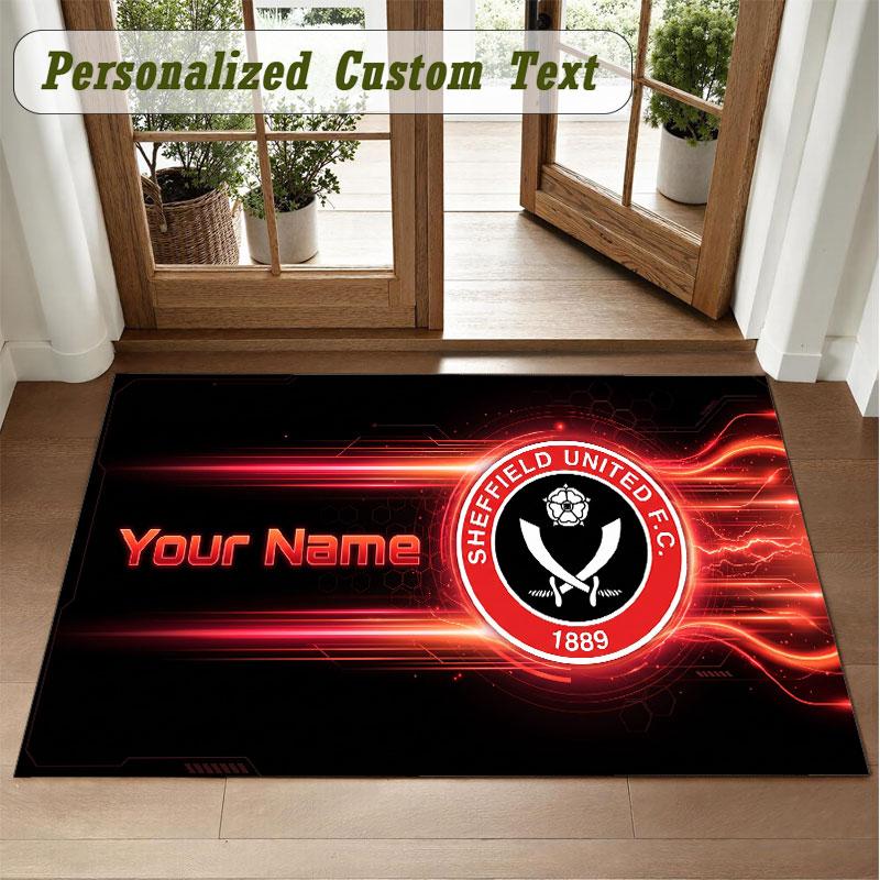 Crystal Velvet Square Rug Custom NameSheffield United FC Pattern Non Slip Home Floor Decor Rug