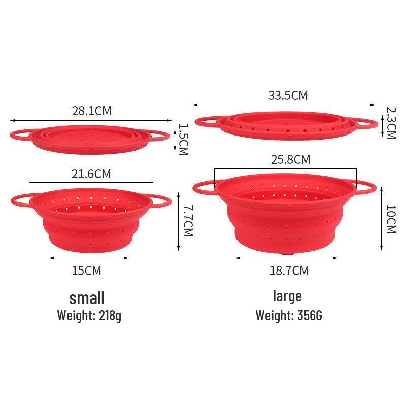 High-Temperature Resistant Silicone Foldable Kitchen Draining Basket for Washing Fruits and Vegetables
