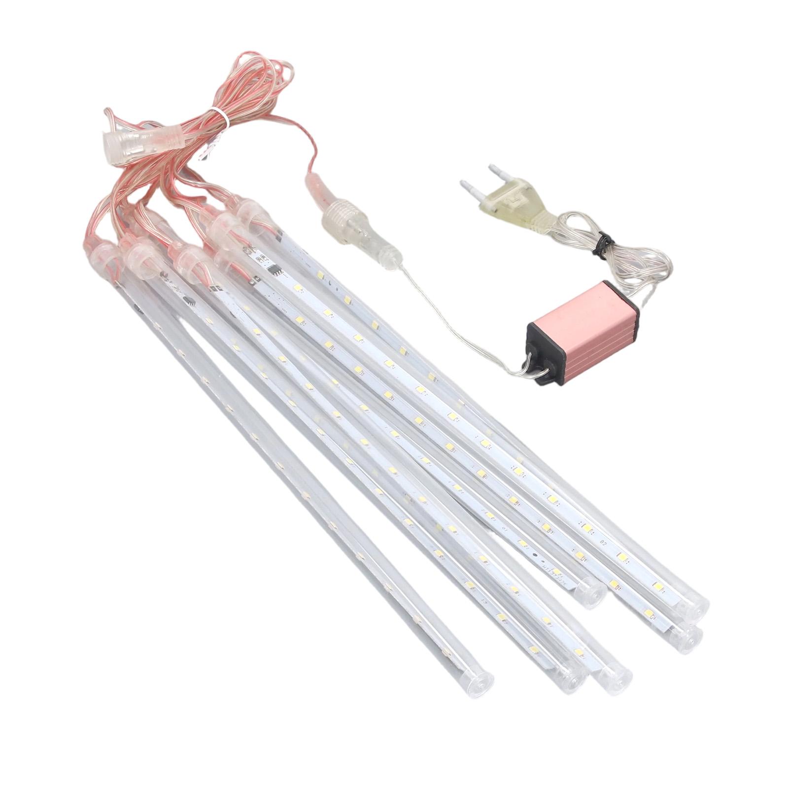 

30 cm 8 Pack White LED Meteor Shower Rain Lights Rainproof, High Brightness Tree Hanging Cascading Lights for Garden,