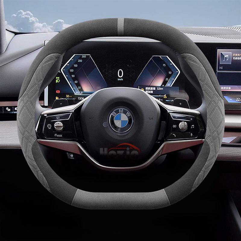AAAOV1 Suede Leather Car Steering Wheel Cover for BMW 1 3 4 5 Series I5 I4 Z4 X3 M5 M4 M440i M3 M2 M135 2025 Auto Accessories