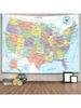 United State Map Tapestry, US Maps Tapestries for Kids Student, Educational Tapestry Wall Hanging for Classroom Bedroom Living