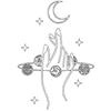 Women Loose T Shirt Black Cosmic Moon Stars Planets And Arabic Calligraphy Print Casual Everyday Wear Top