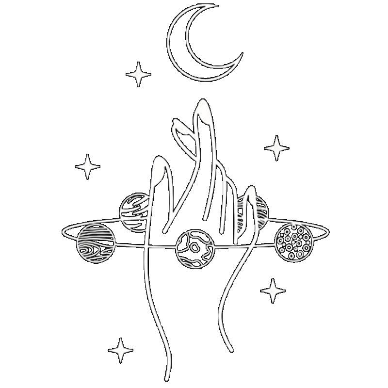 Women Loose T Shirt Black Cosmic Moon Stars Planets And Arabic Calligraphy Print Casual Everyday Wear Top