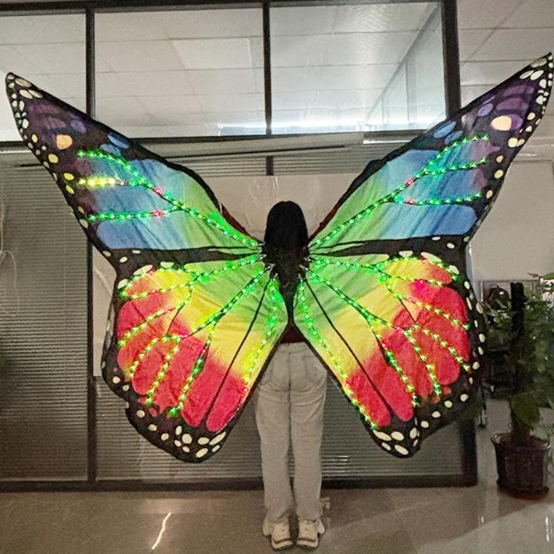 24TE Comfortable Wearable Butterfly Wing with LED Light for Halloween Dance Parties