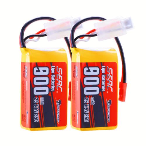 SUNPADOW 2S 7.4V LiPo Battery Pack, 900mAh 25C with JST Plug, Suitable for FPV and Drones, 2 Packs