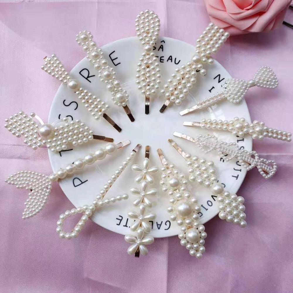 18pcs/set Side Clip Pearl Hairpin Set Bangs Clip Duckbill Clips Exquisite Zinc Zinc Alloy Hair Clips  Girls