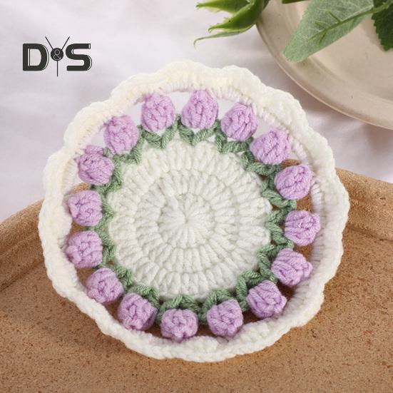 Descanso de Copo Tulipa de Crochê Feito à Mão Almofadas de Flores para Xícaras de Café Chá Multiuso Decoração de Casa Bar e Presente Criativo para Chá de Casa Novos Aniversários