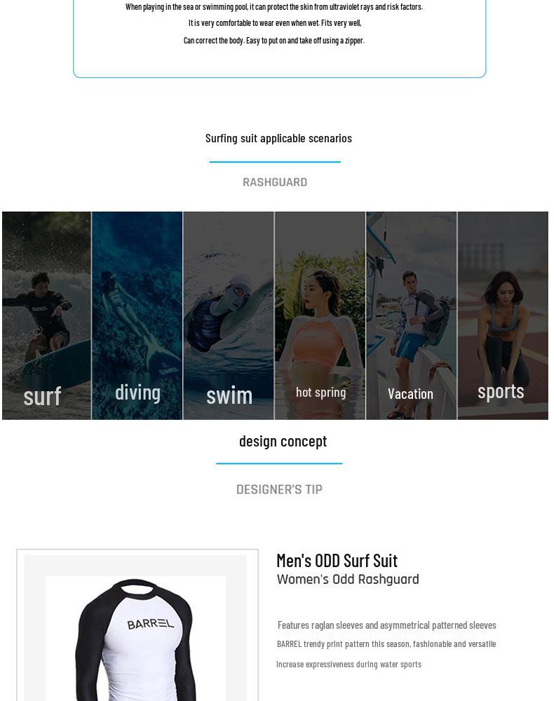 Men's Quick-Dry Long Sleeve Wetsuit for Surfing, Snorkeling, and Water Sports - Sun Protection & Jellyfish Defense.