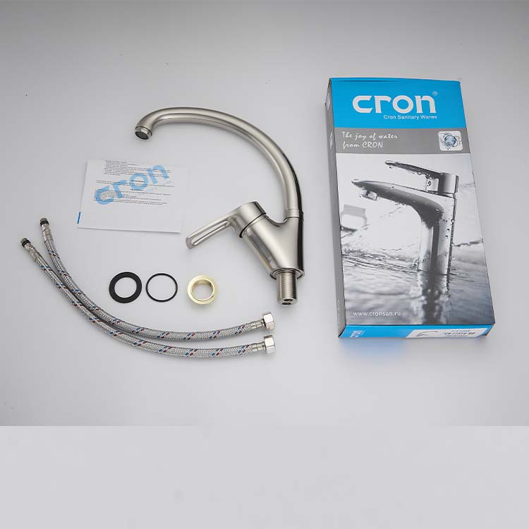 Nickel Zinc Alloy Kitchen Faucet with Big Bend Mixed Water Function