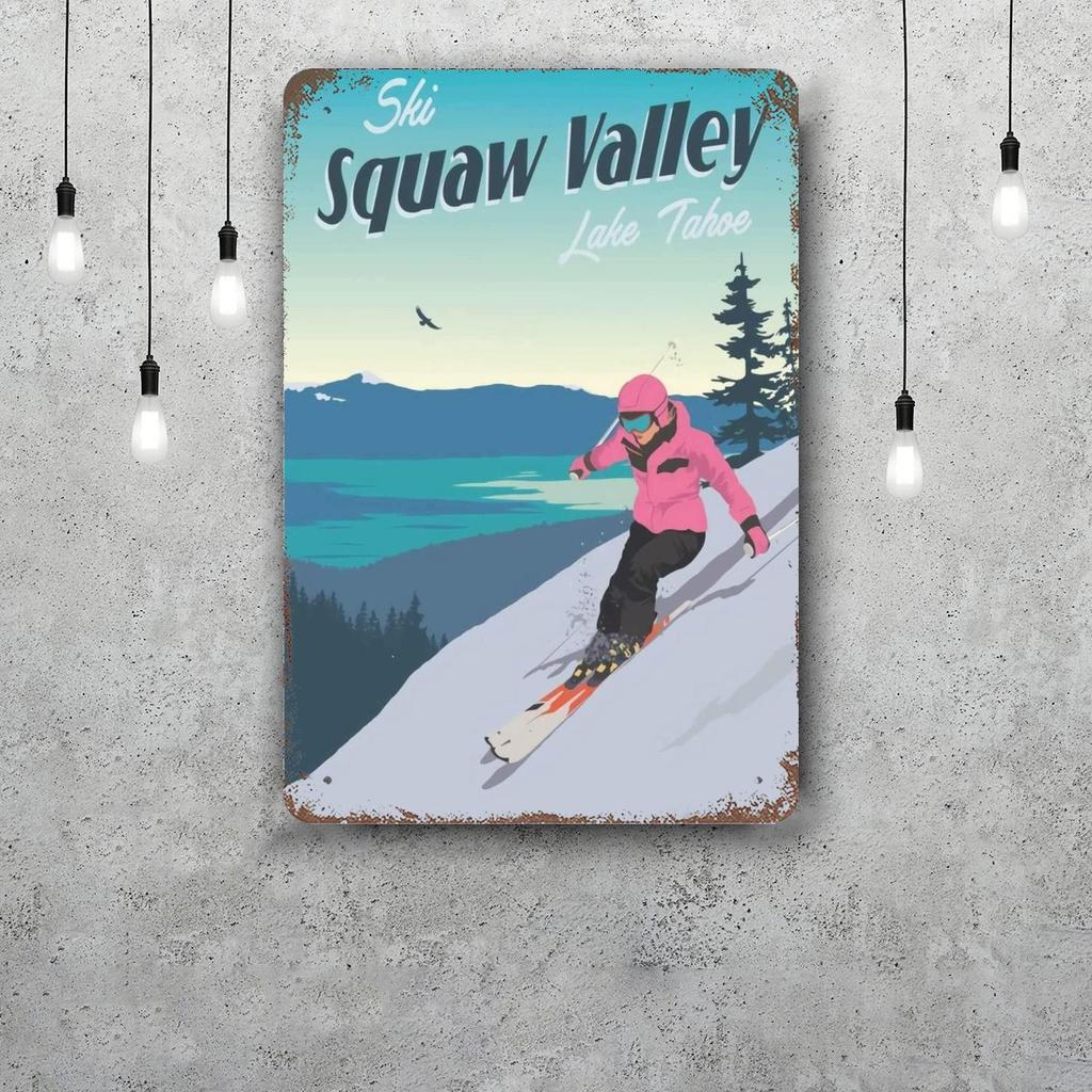 ski Classic Poster Rusty Metal Plaque Retro Decorative Plate Bar Man Cave Garage Club Metal Sign Wall Decoration