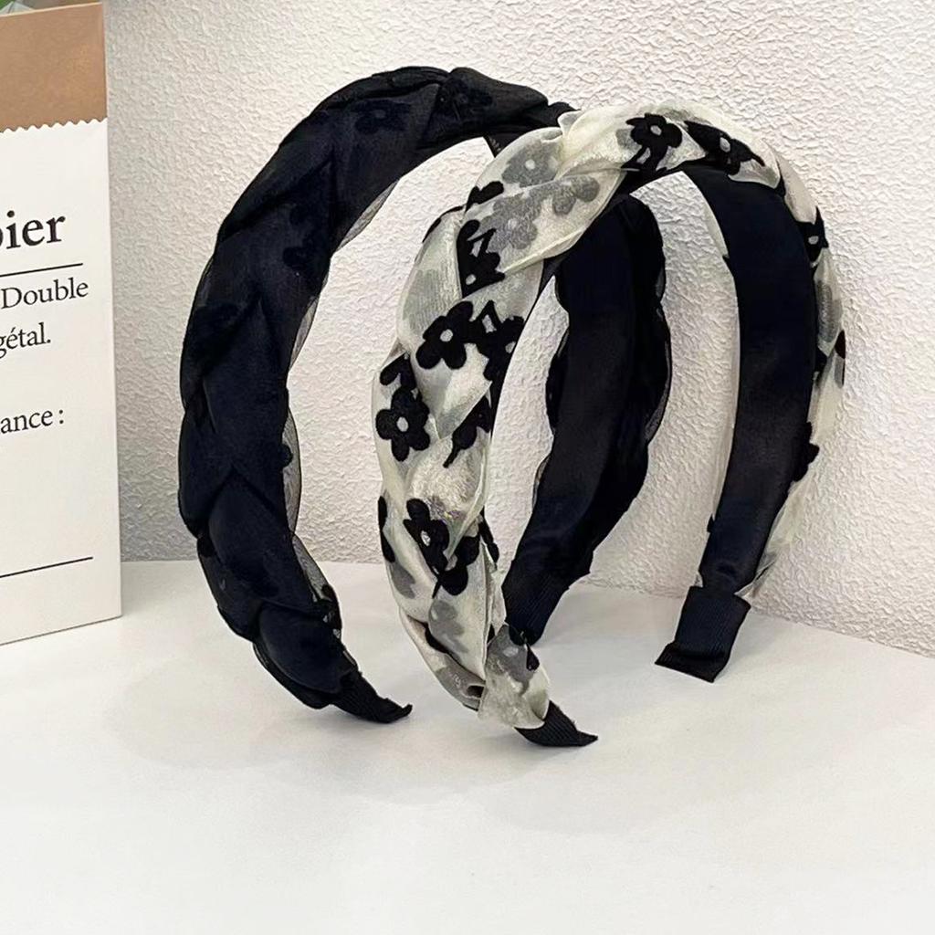 Bentiță împletită răsucită din plasă bentiță elegantă cu flori accesorii de păr la modă pentru femei