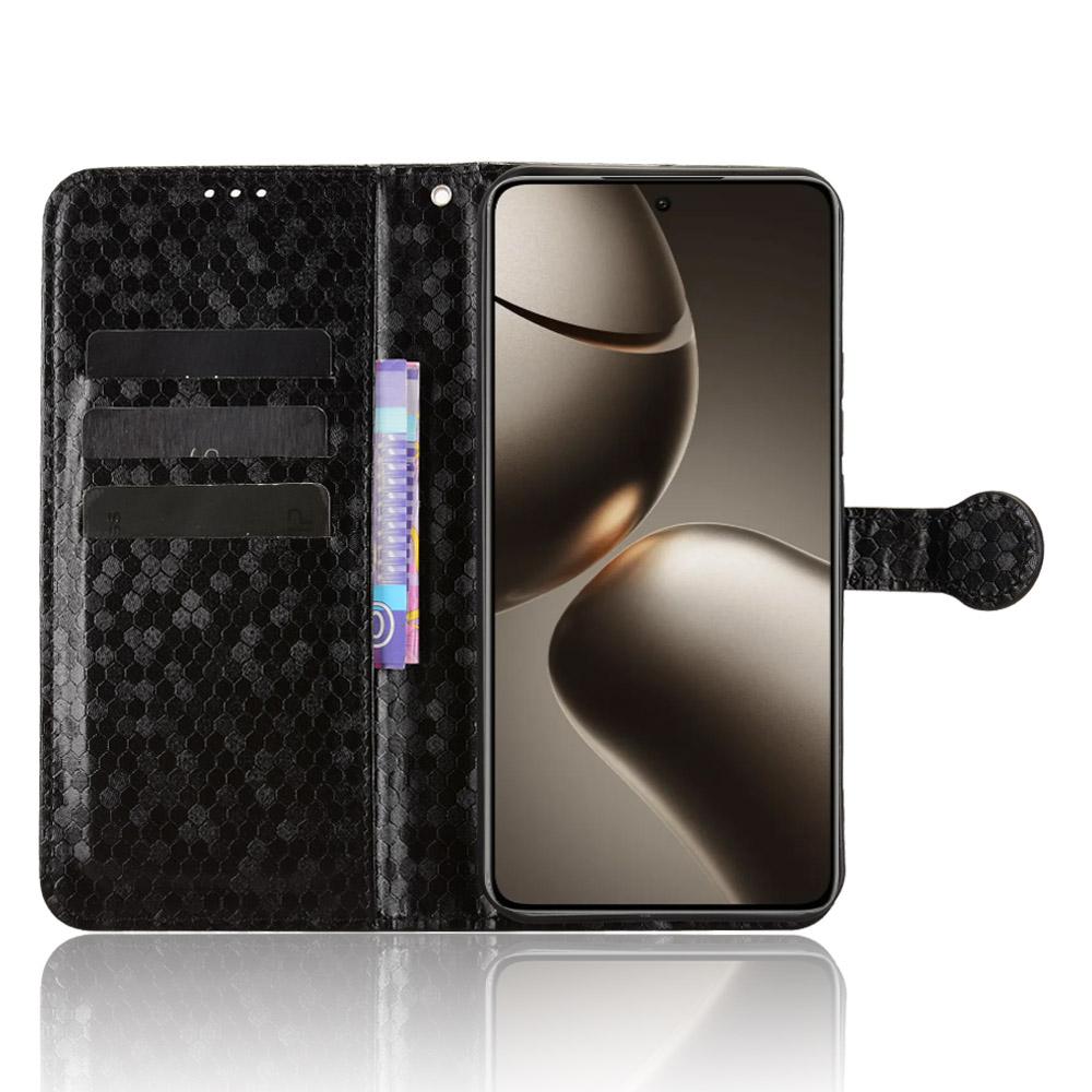For Xiaomi 15T Pro Wallet Case Dot Pattern Imprint PU Leather Phone Cover with Wrist Strap