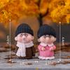 Miniature Winter Sweater Grandma and Grandpa Figurines for Garden, Desk Decor and Accessories