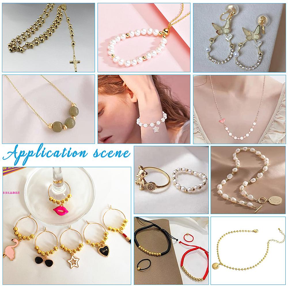 100Pcs Brass Beads, Long-Lasting, Round, Real 18K Gold Plated, 6mm, Hole: 1.2mm
