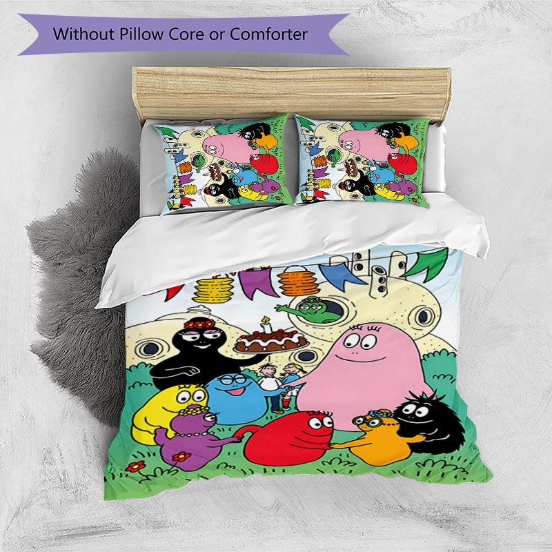 Barbapapa 3pcs Bedding Set Duvet Cover Closure Includes 1 Duvet Cover & 2 Pillowcases for All Seasons Bedroom Home Dorm Decor