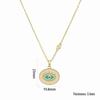 Green Enamel Eye Series Copper Necklace with 18K Gold Zirconia and Diamonds