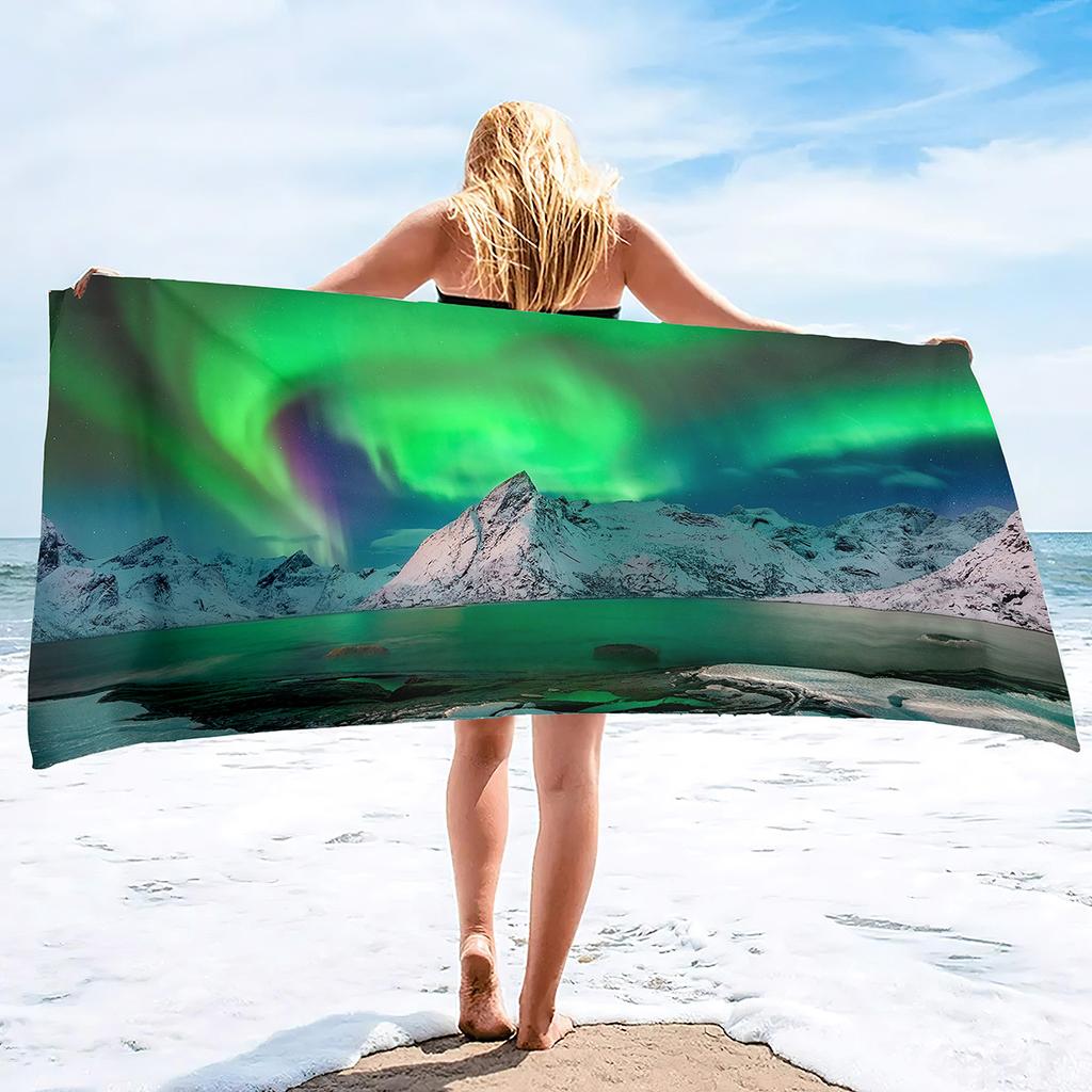 Aurora Printing Series Seaside Vacation Beach Towel Swimming Bath Towel Microfiber Sports Towel