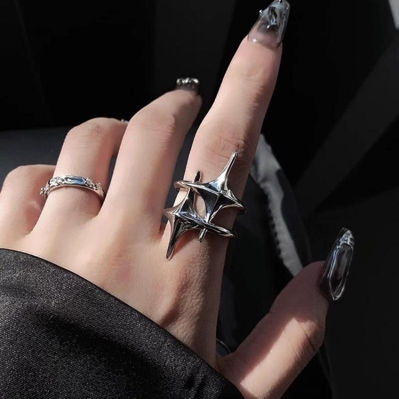 Cute Y2k Star Open Ring for Women Creative Vintage Silver Adjustable Rings Couple jewelry gift