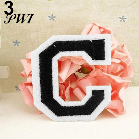 Cloth Letter A-Z Embroidered Motif Applique Iron On Patch Sew Clothing DIY Sticker
