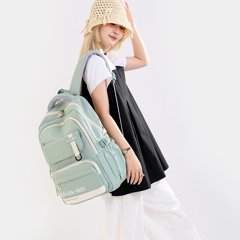 BAIJIAWEI 2024 Summer New Schoolbag High Quality Nylon Waterproof Junior High School Book Bag Lightweight Big Capacity College Student Travel Backpack