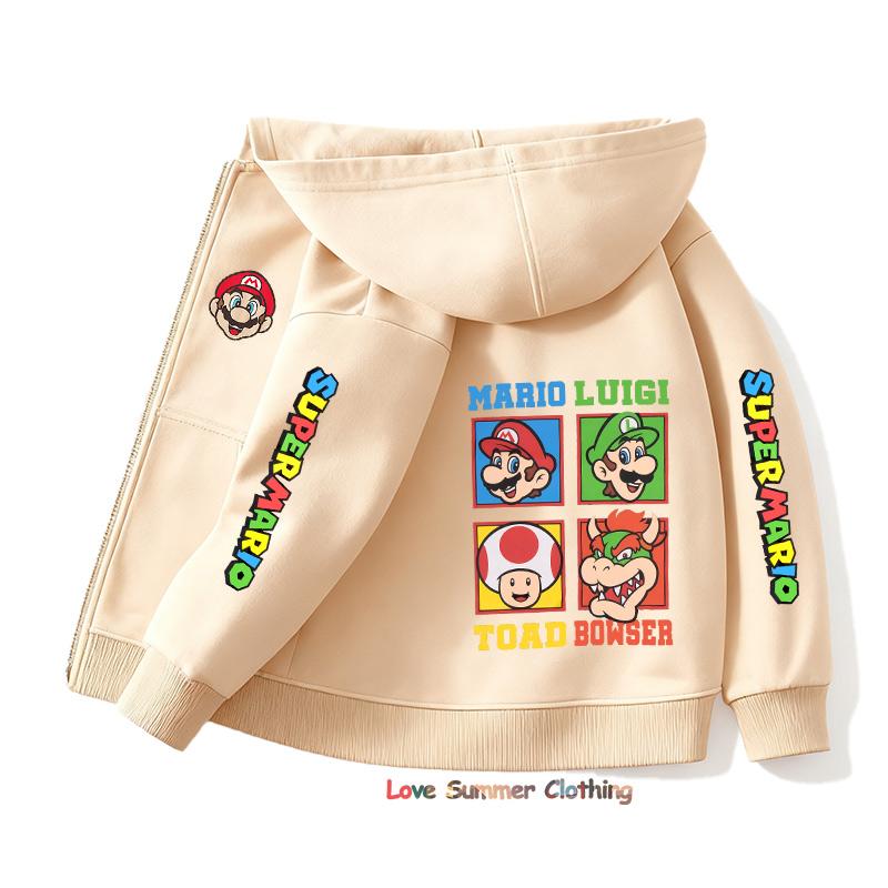 Mikina s kapucí na zip Kawaii Dětská Streetwear Mario Dětská mikina Mario Luis Zip Dětská mikina Dívčí Chlapecký top Mikina