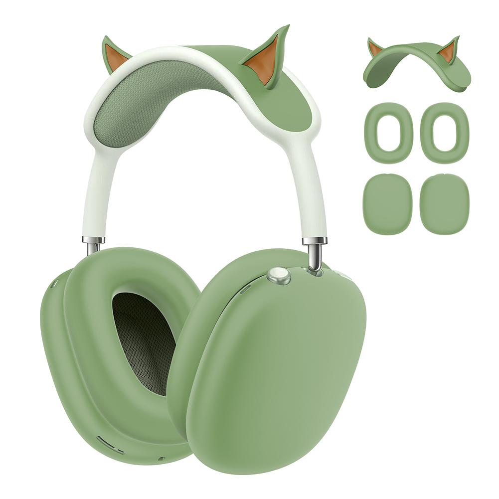 

Силиконовый чехол 3 в 1 Чехол для амбушюр/Чехол для амбушюр/Чехол для оголовья Противоударный чехол для беспроводных наушников AirPods Max зелёный