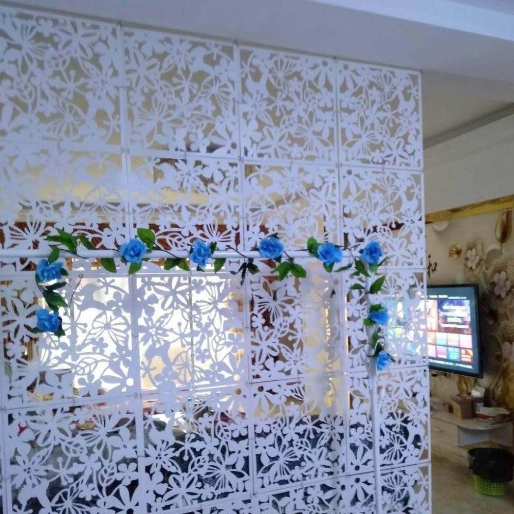 9Pcs Minimalist Hanging Partition Screen Hollow Pattern DIY Privacy Screen Wall Curtain Living Room
