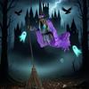 2025 New Halloween Flying Witch Outdoor With Sound & Motion Activation, Light-up Eyes, Scary For Yard, Lawn,  Indoor Decoration