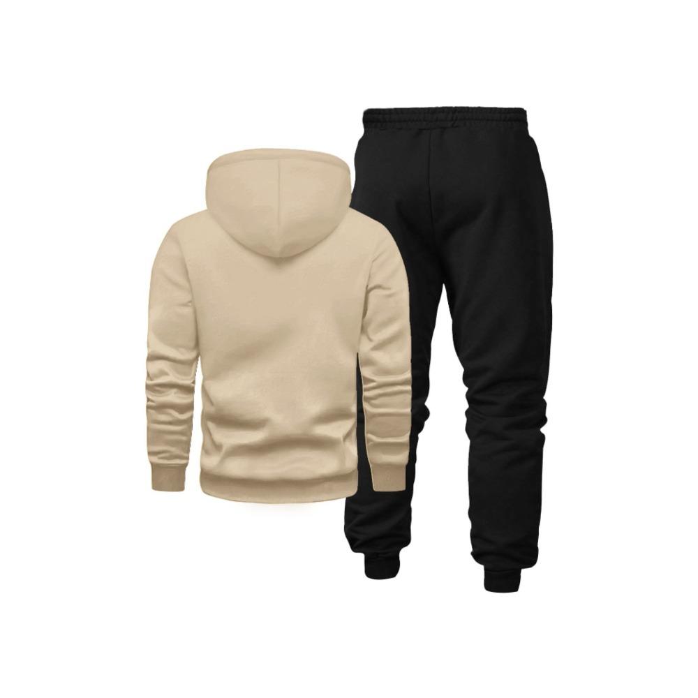 Men's Printed Hoodie and Pants Paired with Velvet, New Autumn and Winter Two Piece Couple Sportswear and Drawstring Casual Pants