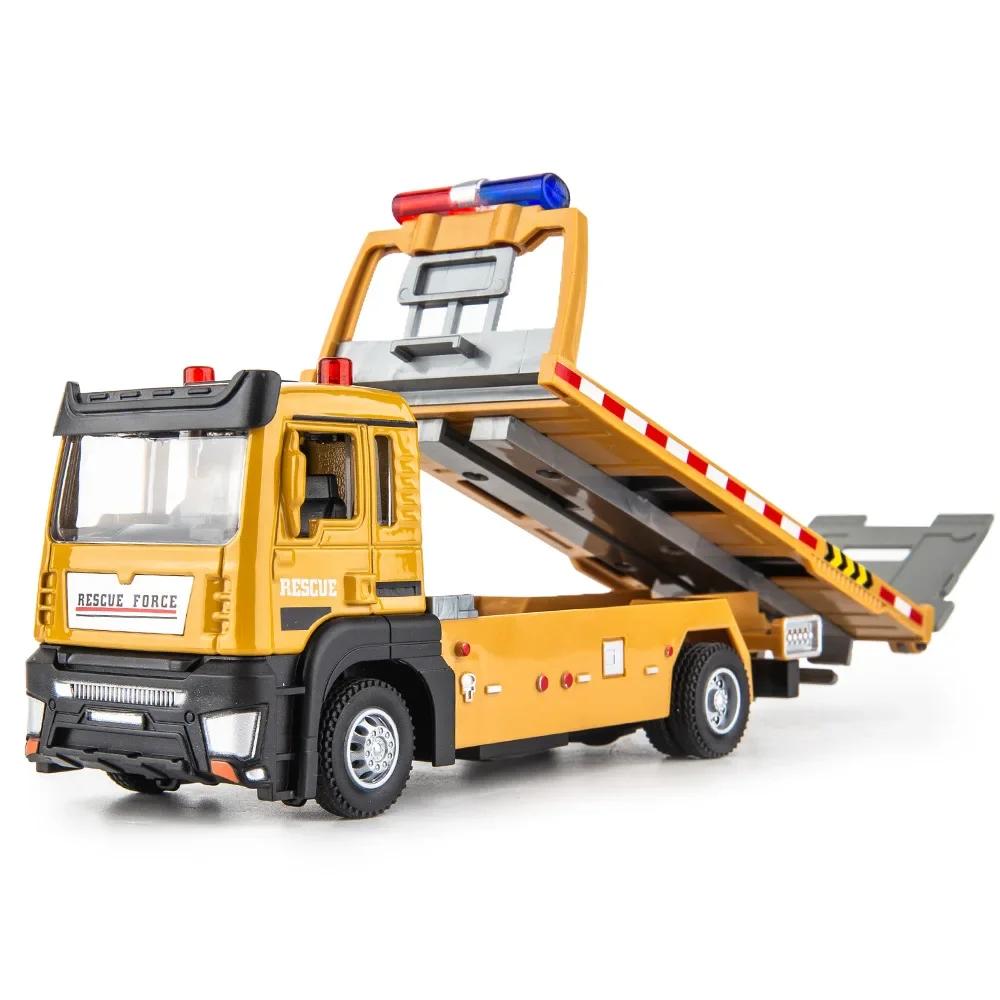 

1/32 Flat Trailerk Alloy Engineering Truck Car Model Simulation Lifting Children S Sound Light Vehicle Toys Boy Birthday Gifts