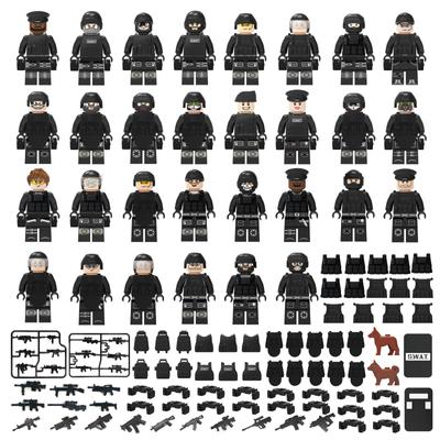 30pcs MOC Black SWAT Special Forces Building Block Action Figure Military Police Action Figure Toy Set