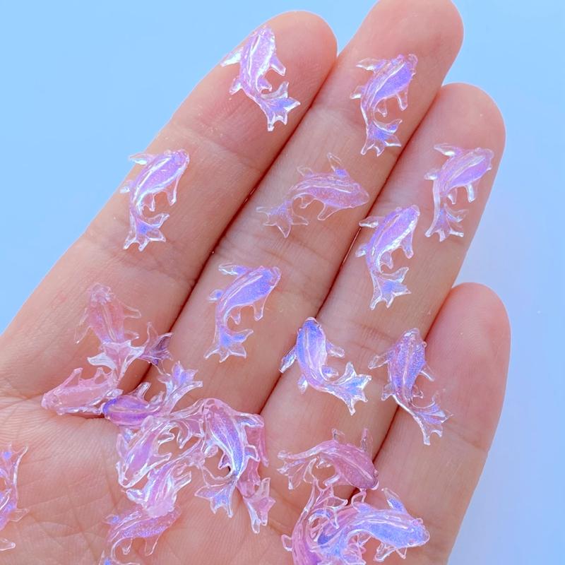 

100Pcs Resin 3D Colorful Mini Shiny Goldfish Flatback Figurines Scrapbook Wedding Applique Nail Art Decor Crafts
