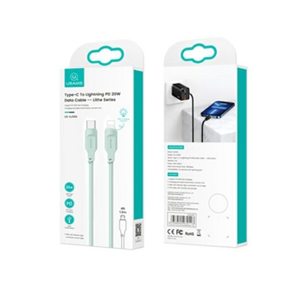 Usams Kabel Usb-C Na Lightning 20W 1,2Mpd Fast Charging  Lithe Series Zielony/Green Sj566Usb04 (Us-Sj566)