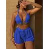 European and American Trendy Solid Color Halter Bikini Set (Three-Piece) - Sexy and Fashionable 2025