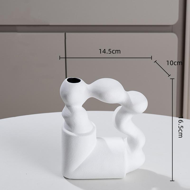 Ceramic Vase Hollowed-out Geometric Twisted Abstract Art Ornaments Flower Vase Flower Arrangement Accessories Home Decoration