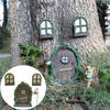 Miniature Fairy 4pcs Tree Door Window Door Glow Gnome Elf Home Sculpture Statues