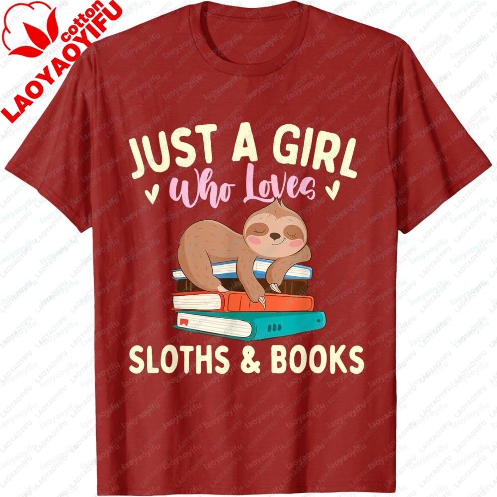 Summer Unisex Fashion Short Sleeve TShirt Sloth and Book Lover Reading Design Stylish Unisex TShirt for Casual Everyday Outfits Tees