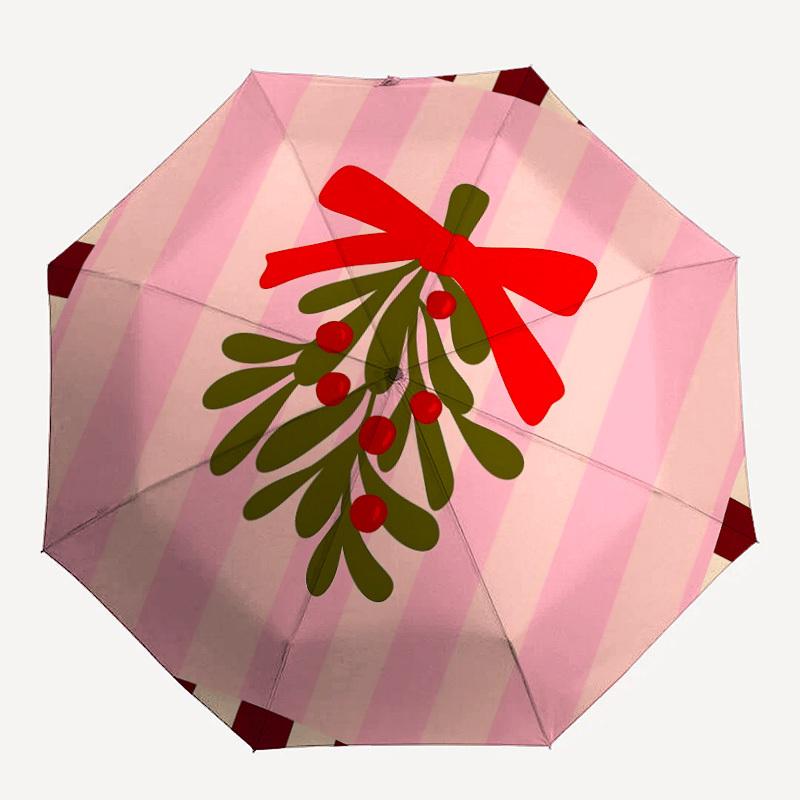 

1pc Mistletoe Bow Automatic Open/Close Umbrella Compact Folding Umbrella, All-Season Portable Umbrella for Women/Men287
